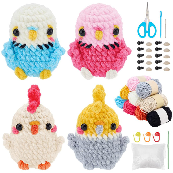 FREEBLOSS 4 Set Vogel Häkelset Für Anfänger Häkeltier Set Mit Schritt Für Schritt Video Tutorials Ga