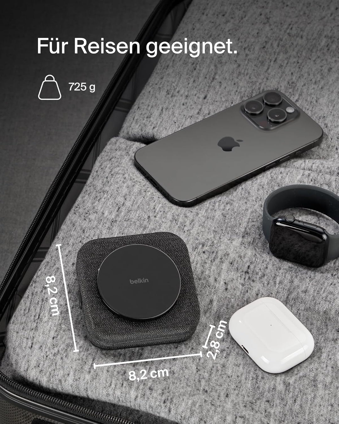 Belkin BoostCharge Pro Magnetische 2-in-1 Qi2 Reiseladestation 15W, MagSafe-Kompatibles Ladegerät, Q
