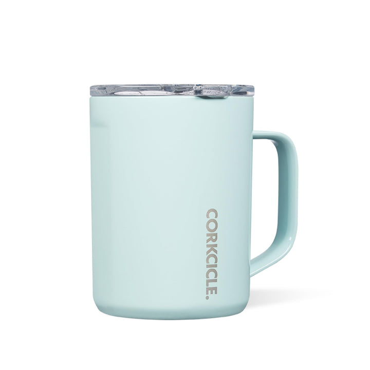 Corkcicle Dreifach isolierter Kaffeebecher mit Deckel, Edelstahl-Campingbecher mit Griff, heiss für