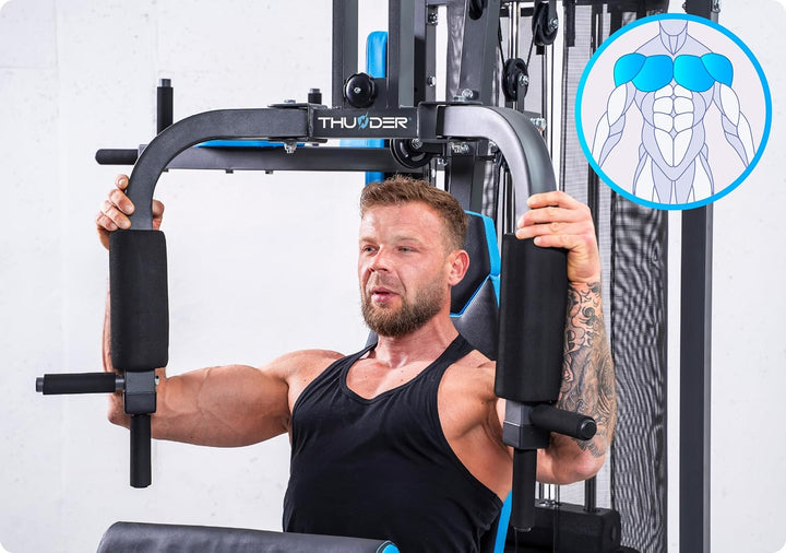 THUNDER Multifunktionale Kraftstation Home Gym Fitnessstation mit Kabelzug & Muskelaufbau Training P