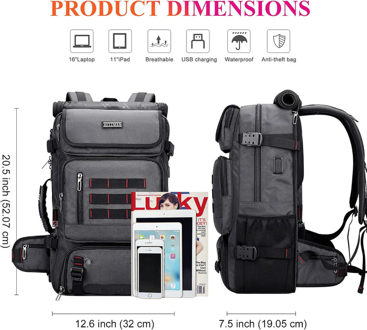 WITZMAN Reiserucksack Herren Gross Reisetasche Reiserucksack Handgepäck Flugzeug mit USB Ladeanschlu