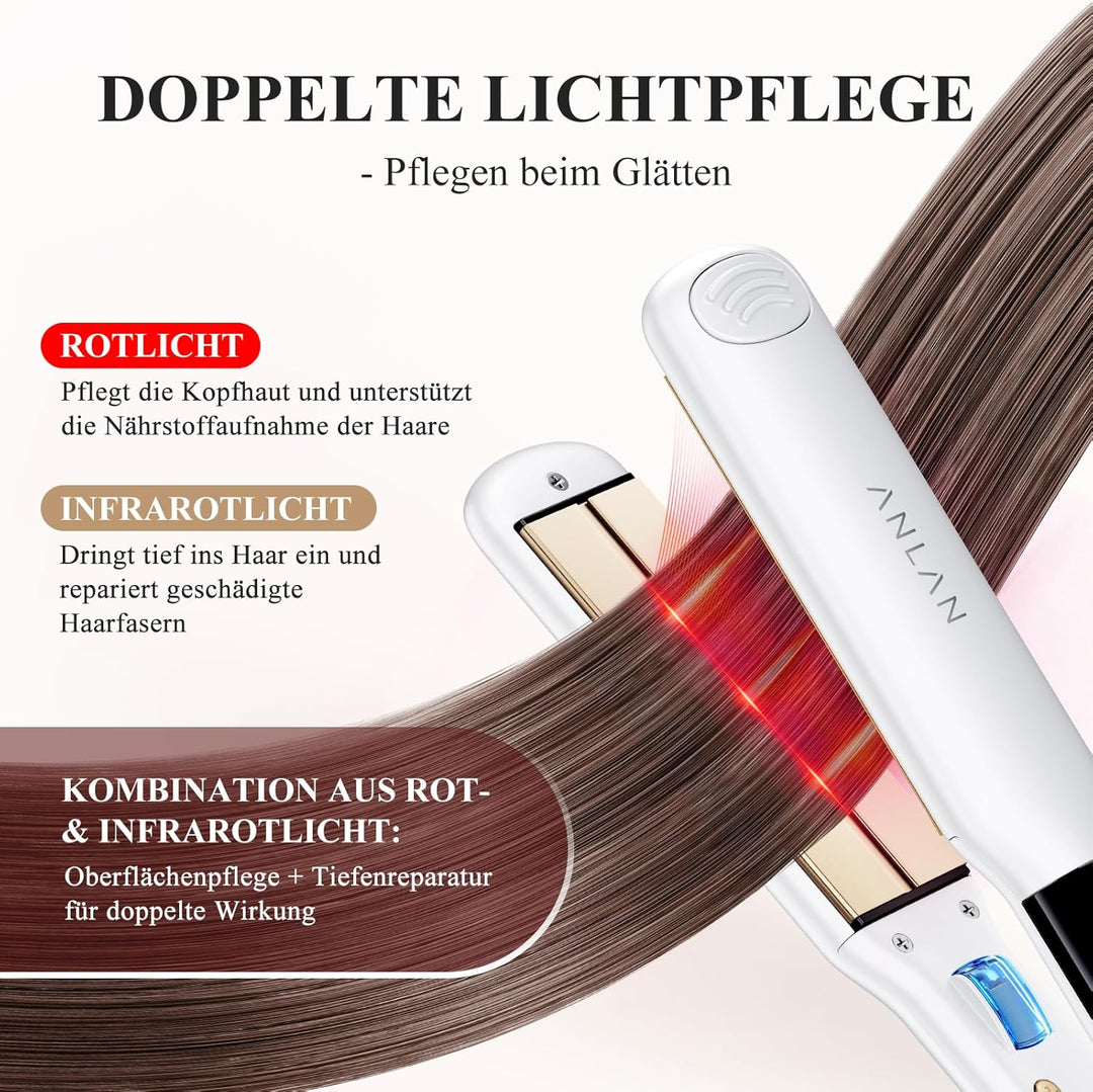 ANLAN Glätteisen und lockenstab 2 in 1, Professionelles Ionen glätteisen, Anti-Statisch, Rotlicht&In