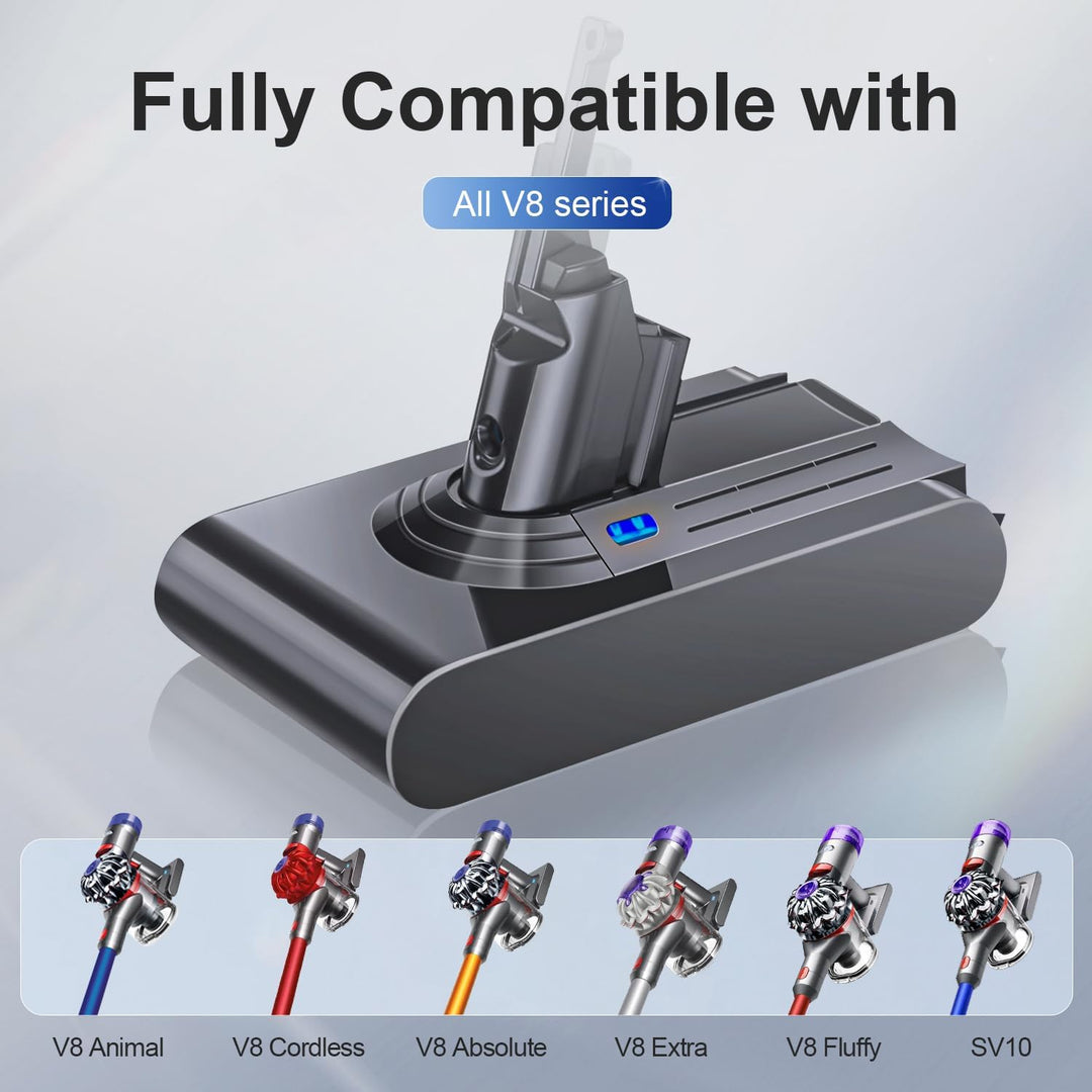 für Dyson V8 Akku 8000mAh, Ersatzakku Für Dyson SV10 V8 Absolute Animal Motorhead Fluffy Slim Fluffy