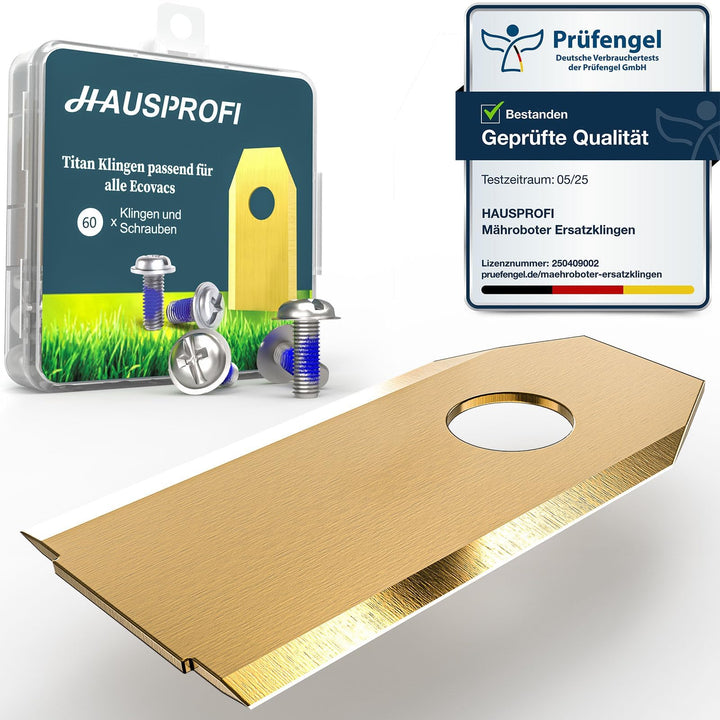 HAUSPROFI 60x Titan Ersatzklingen Ersatzkmesser für ECOVACS GOAT Mähroboter, DIN EN 50636-2-107 gepr