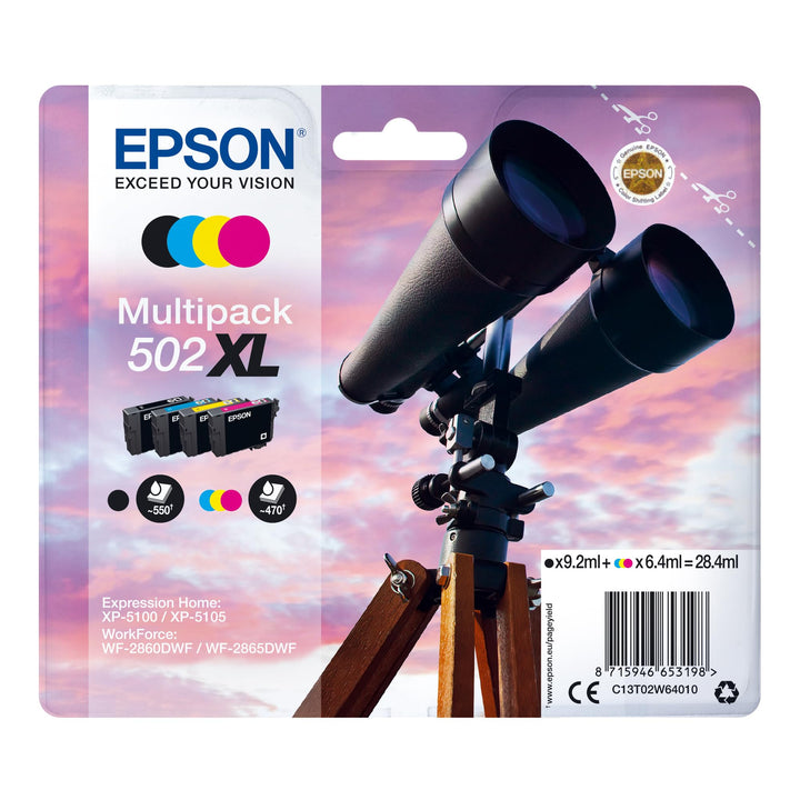 Epson Original 502XL Tinte Fernglas Multipack 4-farbig XL, XP-5100 XP-5105 XP-5150 XP-5155 WF-2860DW