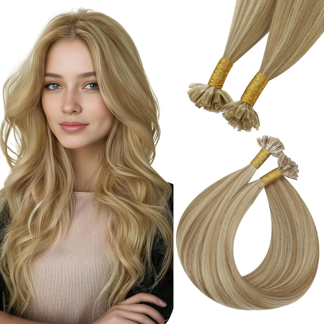 Easyouth Echthaar Extensions Bondings Blond Echthaar Bondings Extensions Aschblond Highlight Mittelb