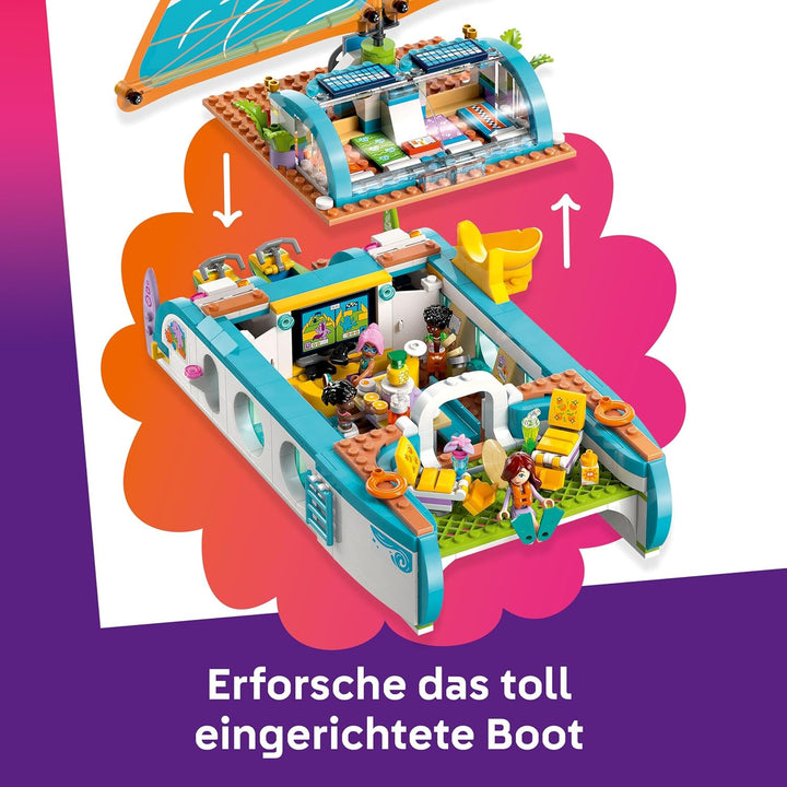 LEGO Friends Segelabenteuer Set - Spielzeug mit Boot mit drehbarem Segel, 4 Minifiguren & 2 Delfin F