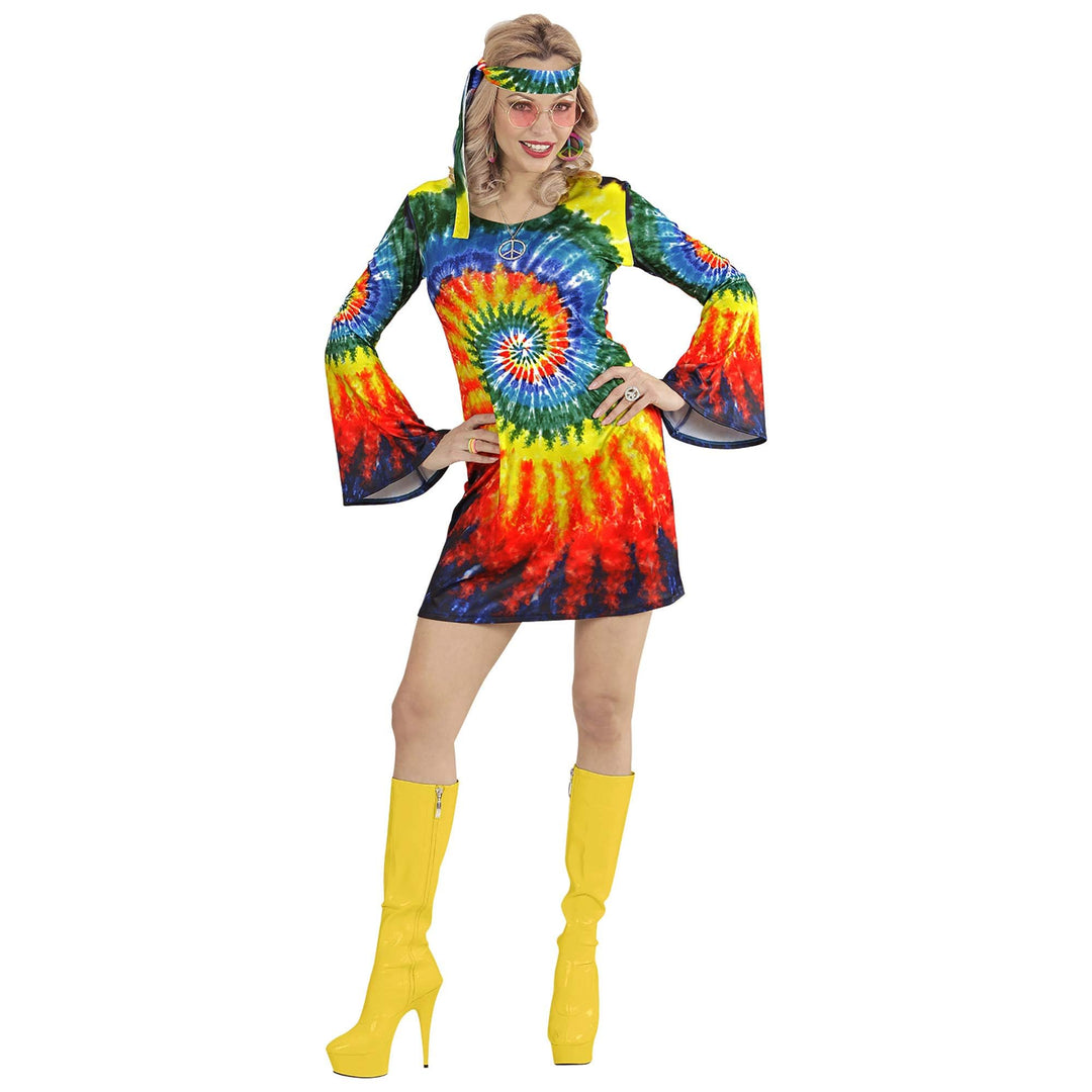 W WIDMANN MILANO Party Fashion - Kostüm psychedelic Hippie Girl, Kleid, Stirnband, Reggae, 60er Jahr