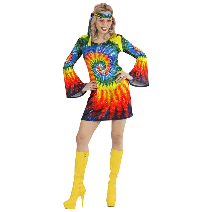 W WIDMANN MILANO Party Fashion - Kostüm psychedelic Hippie Girl, Kleid, Stirnband, Reggae, 60er Jahr