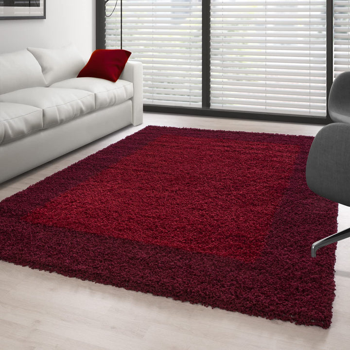 Carpettex Hochflor Teppich Wohnzimmer Shaggy Flokati Teppich Modern Bordüre Design 80 x 250 cm Flur