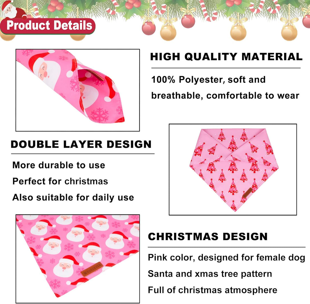 ADOGGYGO Hundehalstuch, Weihnachtsbaum, Weihnachtsmann, hochwertiger Stoff, verstellbare Passform, f