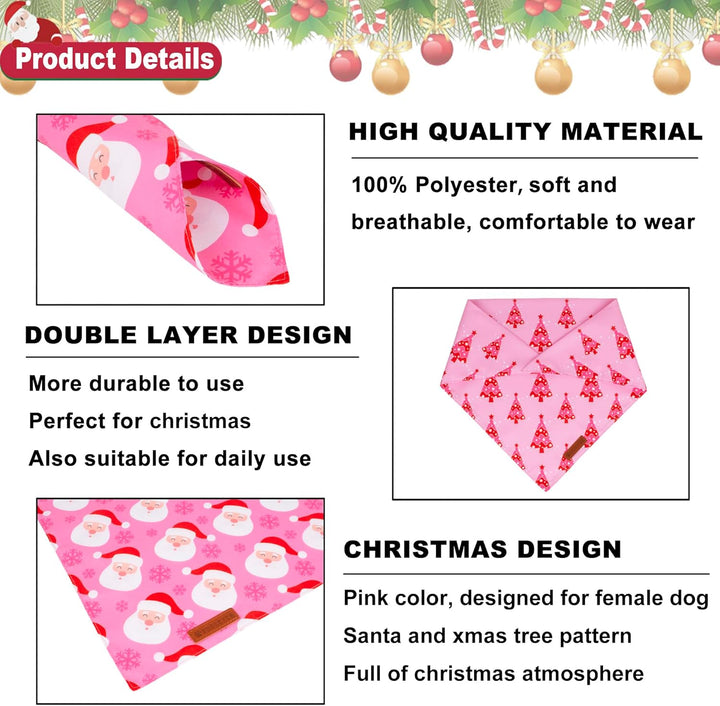 ADOGGYGO Hundehalstuch, Weihnachtsbaum, Weihnachtsmann, hochwertiger Stoff, verstellbare Passform, f