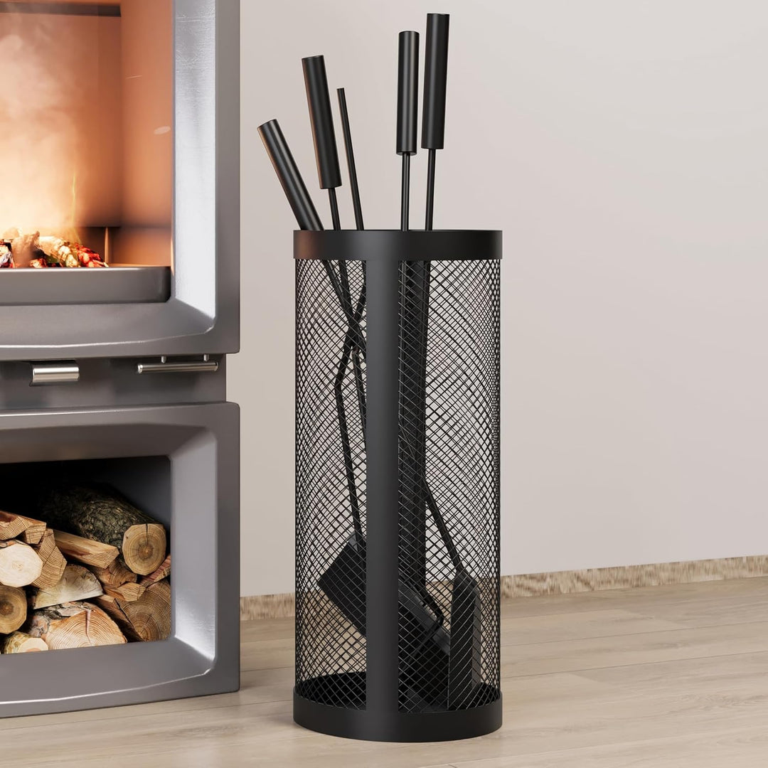 Kingson Kaminbesteck-Set, abgerundet, inkl. Eimer, Schaufel, Schürhaken, Bürste und Zange, 17 x 35 c