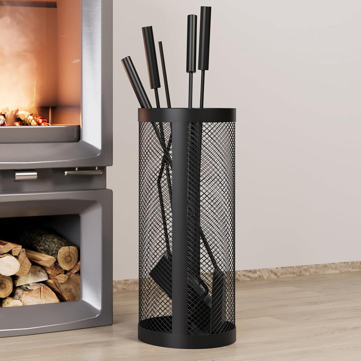 Kingson Kaminbesteck-Set, abgerundet, inkl. Eimer, Schaufel, Schürhaken, Bürste und Zange, 17 x 35 c