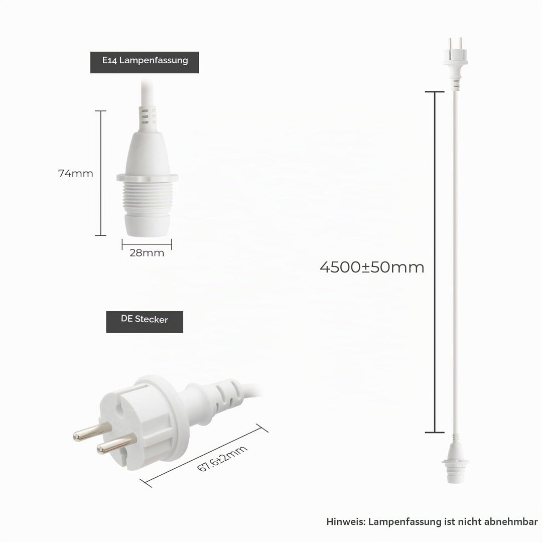FIRMERST Wasserdichte Lampenfassung E14 mit Kabel Outdoor 4,5m IP44 Weiss 4,5 M Weiss, 4,5 M Weiss