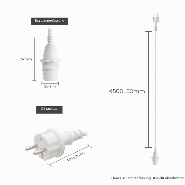 FIRMERST Wasserdichte Lampenfassung E14 mit Kabel Outdoor 4,5m IP44 Weiss 4,5 M Weiss, 4,5 M Weiss