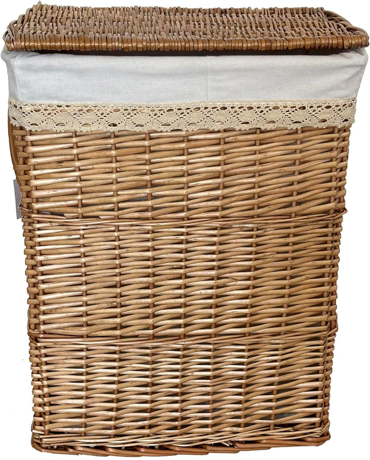 DVier Wäschekorb Wäschesammler beige weide rechteckig 90L 48x36 H.62