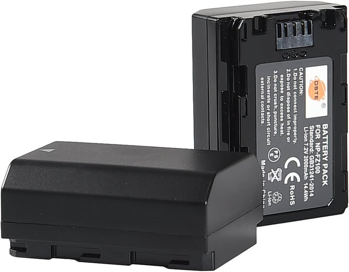 DSTE NP-FZ100 Li-Ionen Batterie (2 Stück) und Micro USB Ladegerät Kompatibel für Sony A6700 A7R3 A7R