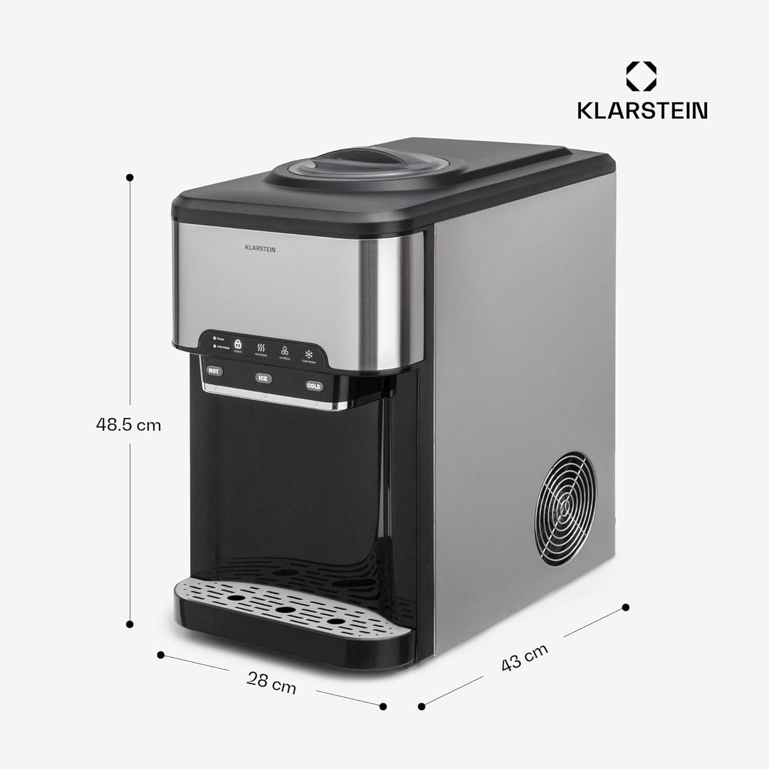Klarstein Eiswürfelmaschine für Zuhause Camping Gastro, Schnelle Mini Eiswürfelmaschine Klein, Profi