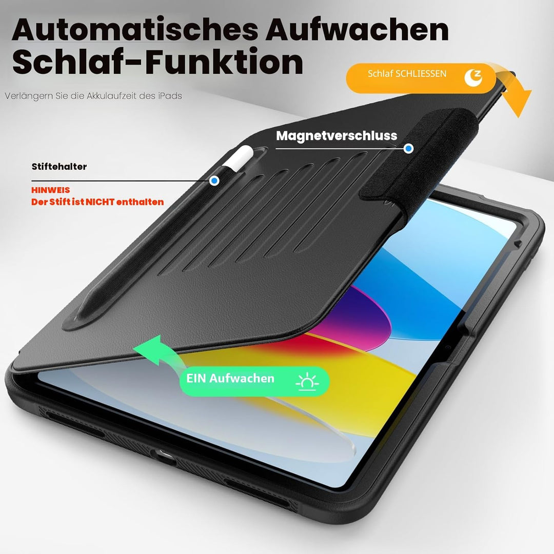 SEYMAC Hülle für iPad 10. Generation 2022 (10,9 Zoll), Stossfeste Ganzkörper-Schutzhülle mit Automat