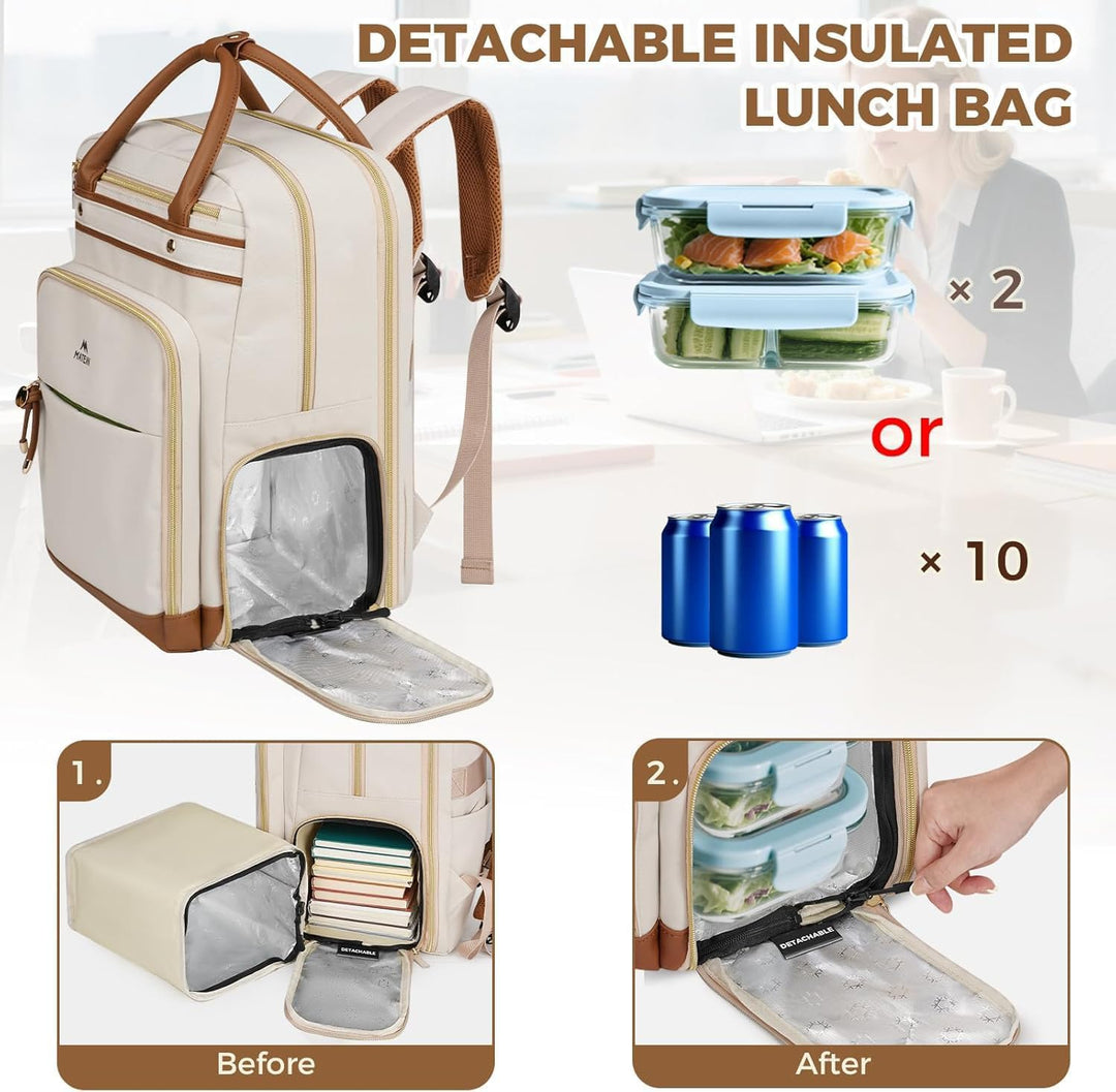 MATEIN Laptop Rucksack Damen 15,6 Zoll mit Abnehmbar Kühlfach, Lehrer Rucksack Damen mit USB Ladeans