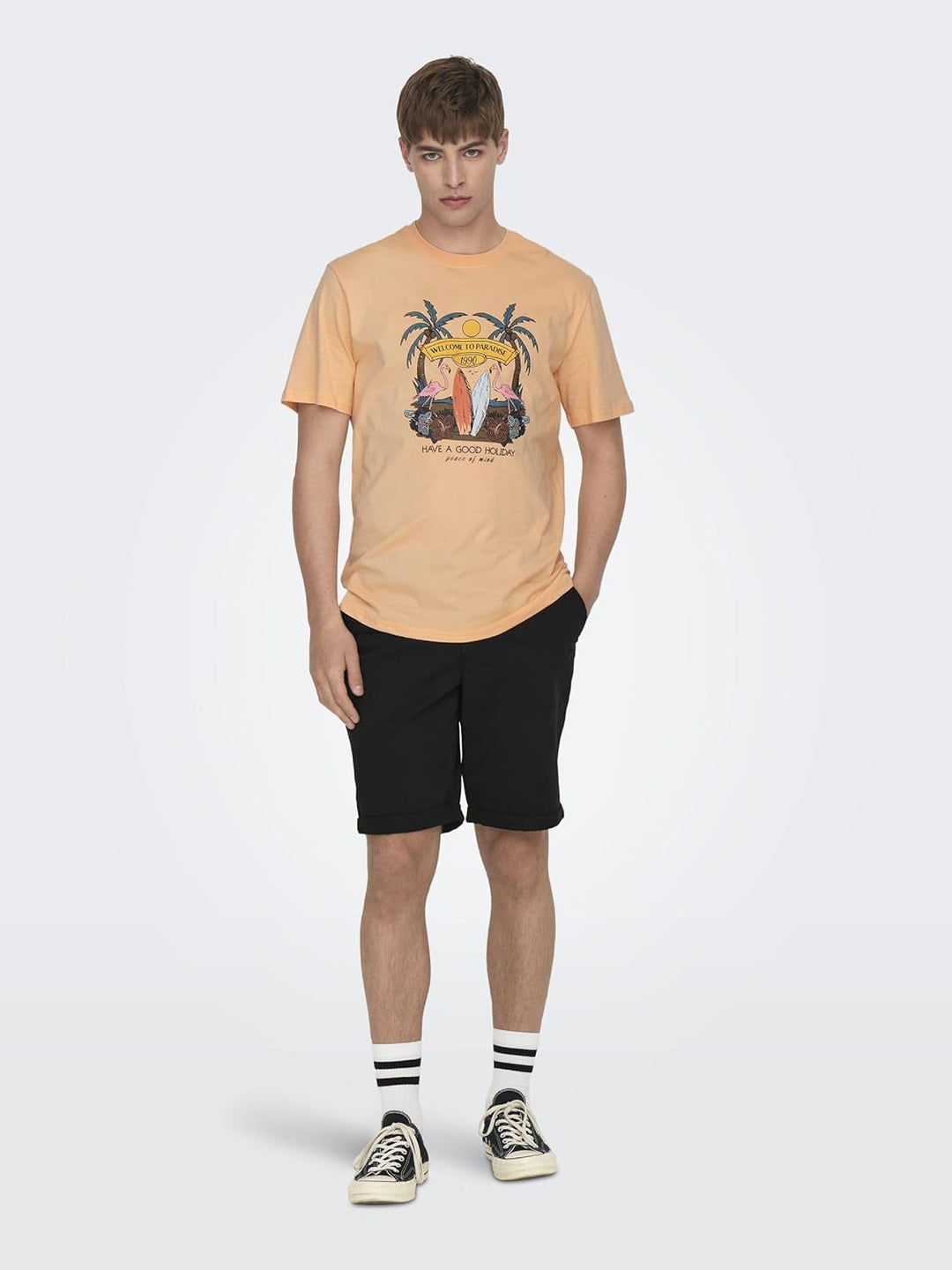 ONLY & SONS Male Chino Shorts ONSPETER Normal geschnitten Shorts M Schwarz, M Schwarz
