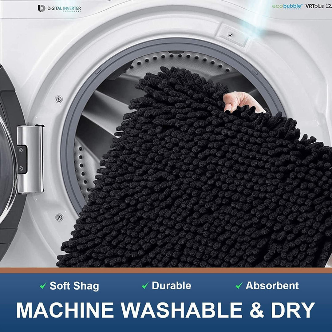 Homaxy rutschfeste Badematte Chenille Badezimmerteppich Mikrofaser Badteppich Saugfähige Hochflor Ba