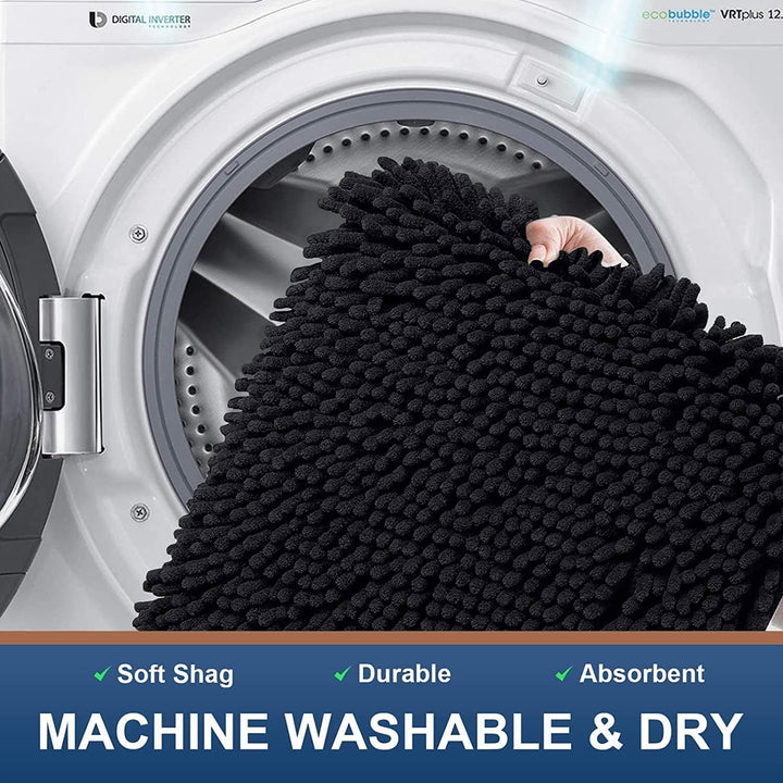 Homaxy rutschfeste Badematte Chenille Badezimmerteppich Mikrofaser Badteppich Saugfähige Hochflor Ba
