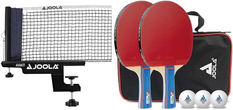 JOOLA 31009 Unisex – Erwachsene TT-Netzgarnitur Avanti Tischtennisnetz, schwarz, 152cm & 54820 Tisch