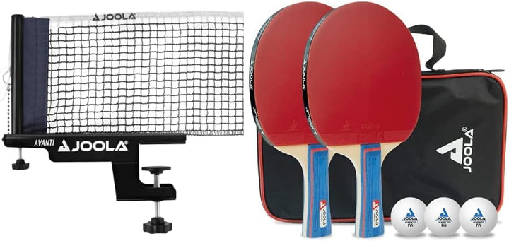 JOOLA 31009 Unisex – Erwachsene TT-Netzgarnitur Avanti Tischtennisnetz, schwarz, 152cm & 54820 Tisch