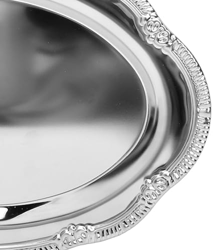 Cryfokt Vintage Graviertes Metall-Desserttablett, Eisen-Servierplatte, Dekorativer Teller für Schmuc