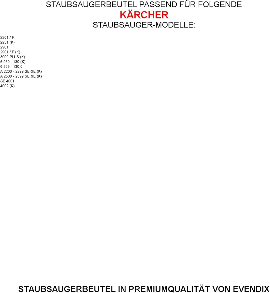 10 Staubsaugerbeutel kompatibel mit KÄRCHER 6.959-130.0, 10 Staubbeutel, kompatibel mit Staubsaugerb