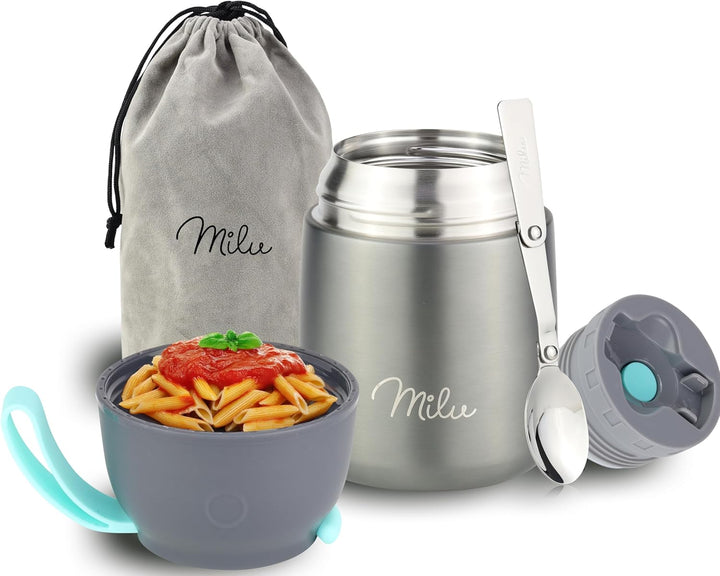 Milu® Thermobehälter 450, 650ml, 800ml | Edelstahl Warmhaltebehälter | Essensbehälter | Speisegefäss