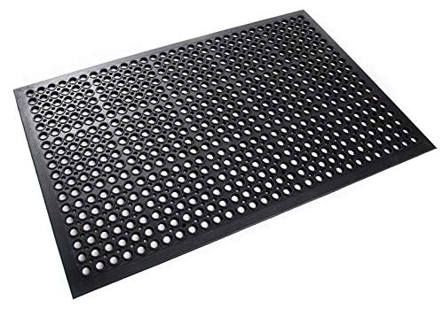 rg-vertrieb Anti-Fatigue-Fussmatte Gummimatte Wabenmatte mit Auffahrt Rand Schwarz 120x180cm Entwäss