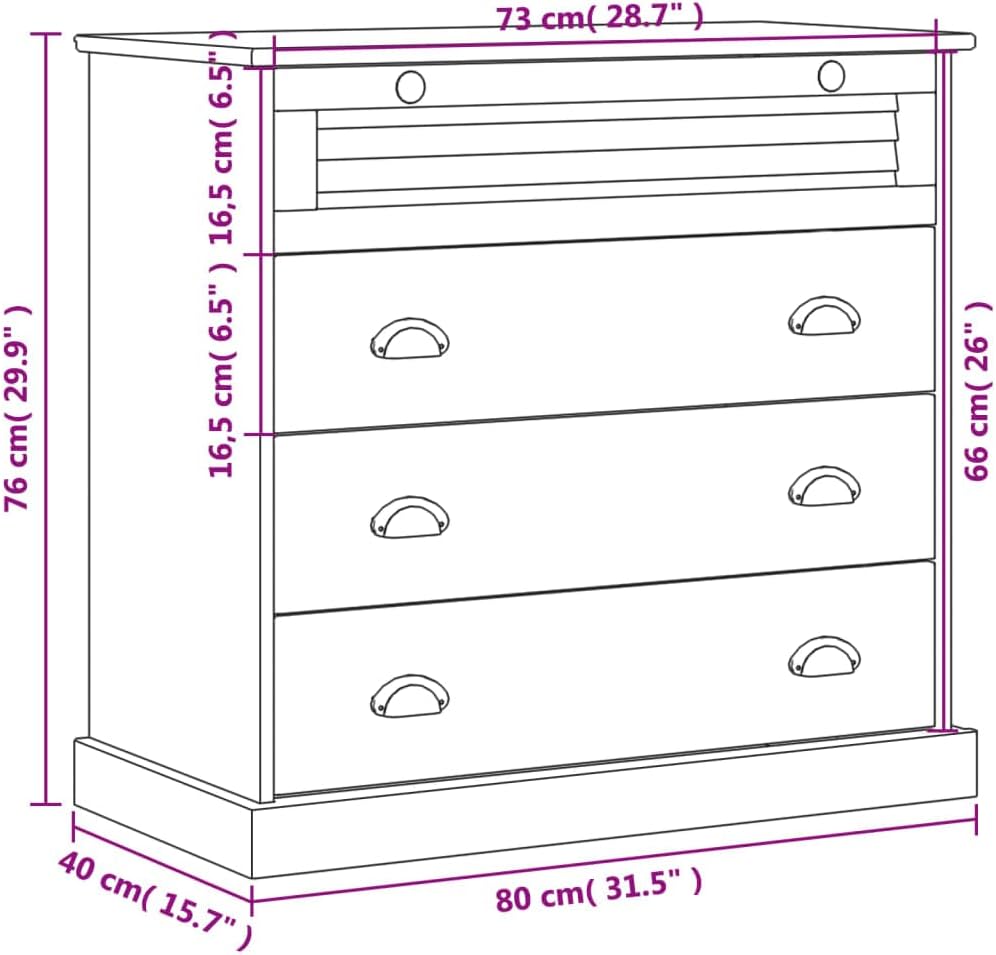 Festnight Kommode Mit Schubladen VIGO Kommode Weiss Schlafzimmer 80x40x76 cm Holzschrank Sideboard W