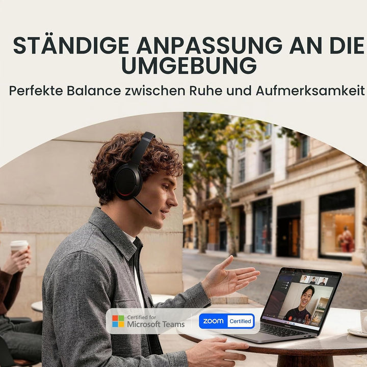Yealink BH78 Bluetooth Headset mit Lärmschutz Mikrofon, Kopfhörer Over Ear für Homeoffice, Zoom/Team