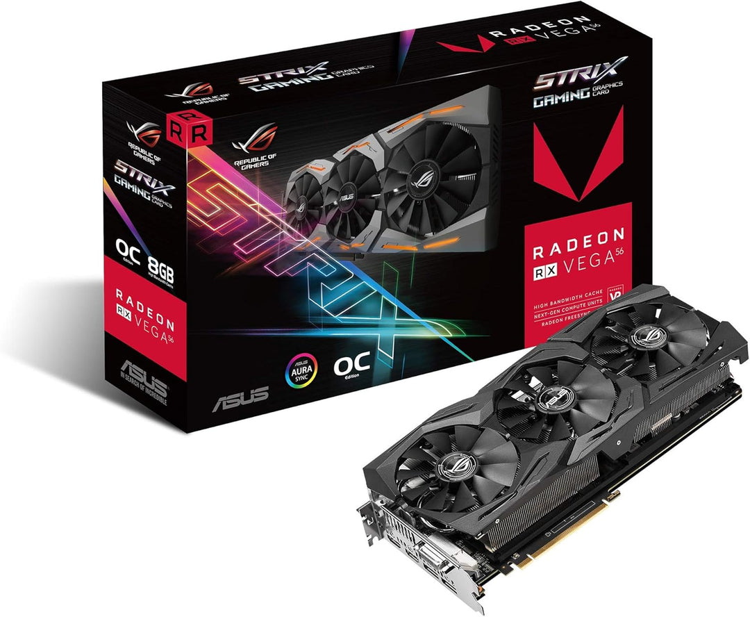 Asus ROG Strix RXVEGA56-O8G-Gaming Grafikkarte (AMD Radeon, PCIe, 8GB HBM2 Speicher, DVI, HDMI, Disp