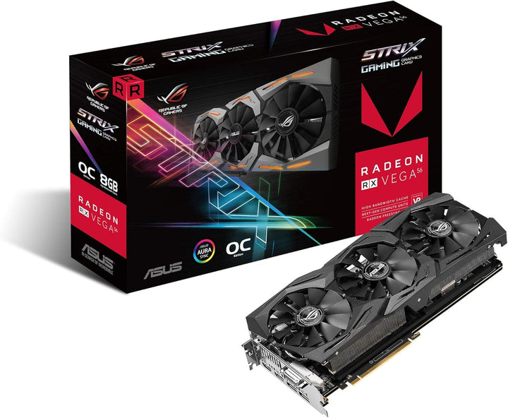 Asus ROG Strix RXVEGA56-O8G-Gaming Grafikkarte (AMD Radeon, PCIe, 8GB HBM2 Speicher, DVI, HDMI, Disp