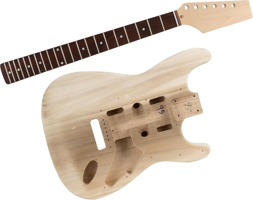 Rocktile DIY Strat Bausatz E-Gitarre - "Do-it-yourself" Bausatz Strat-Style - Korpus: Paulownia - Ha