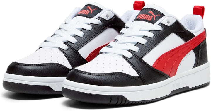 PUMA Unisex Kinder Rebound V6 Lo Jr Sneaker, Puma White For All Time Red Puma Black