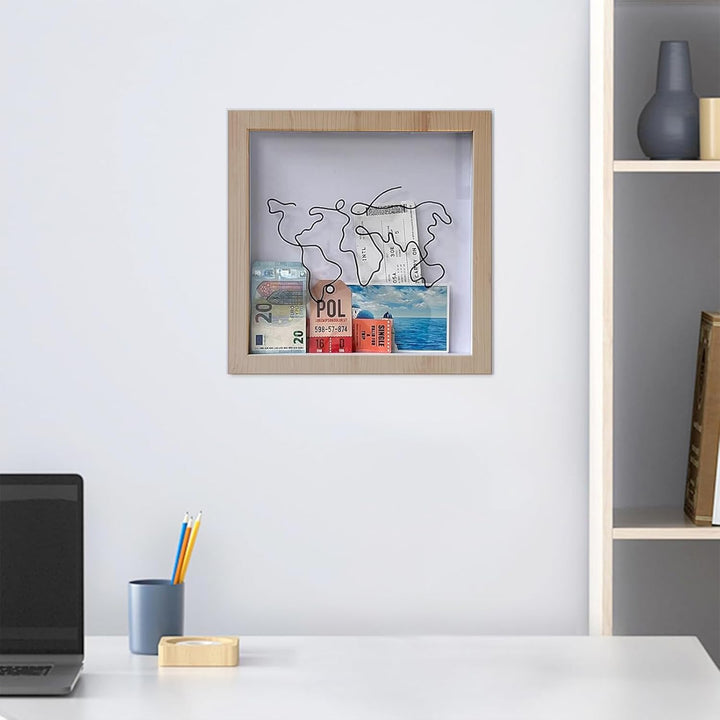 Abenteuer-Archivbox,Reise-Sammelbox,Ticket-Schattenbox,Bilderrahmen Spardose Wandbehang,Ticket Schat