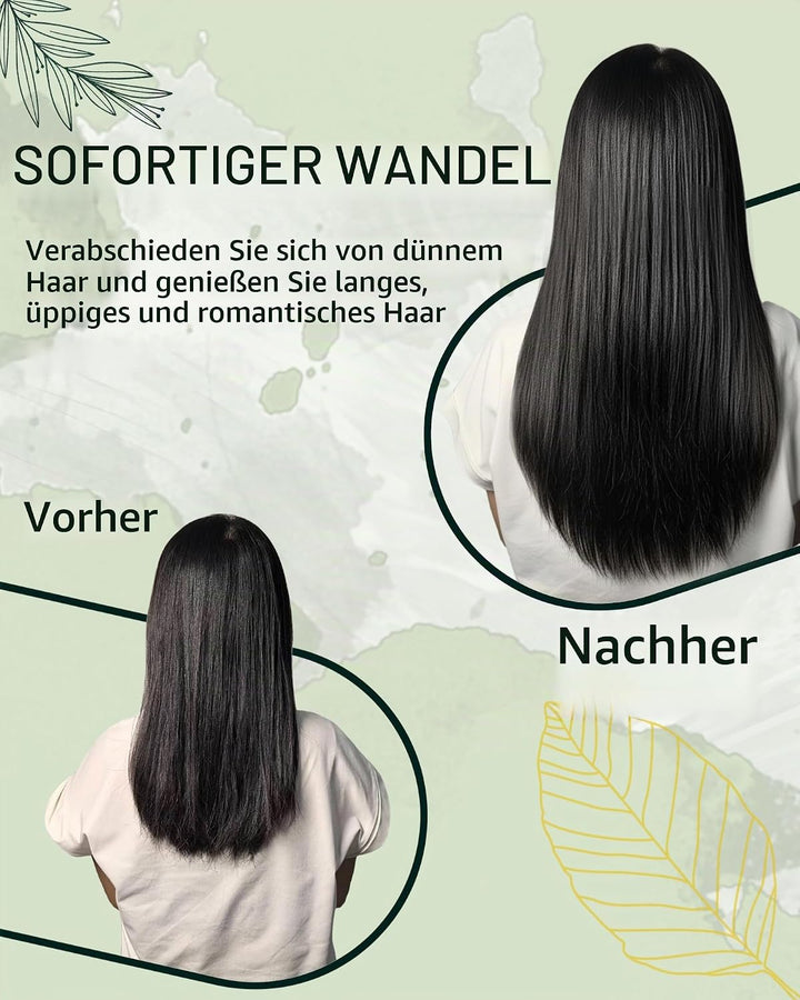 RUNATURE Echthaar Extensions Clip Braun Hervorheben 25cm 3pcs Clip in Extensions Echthaar Seamless C