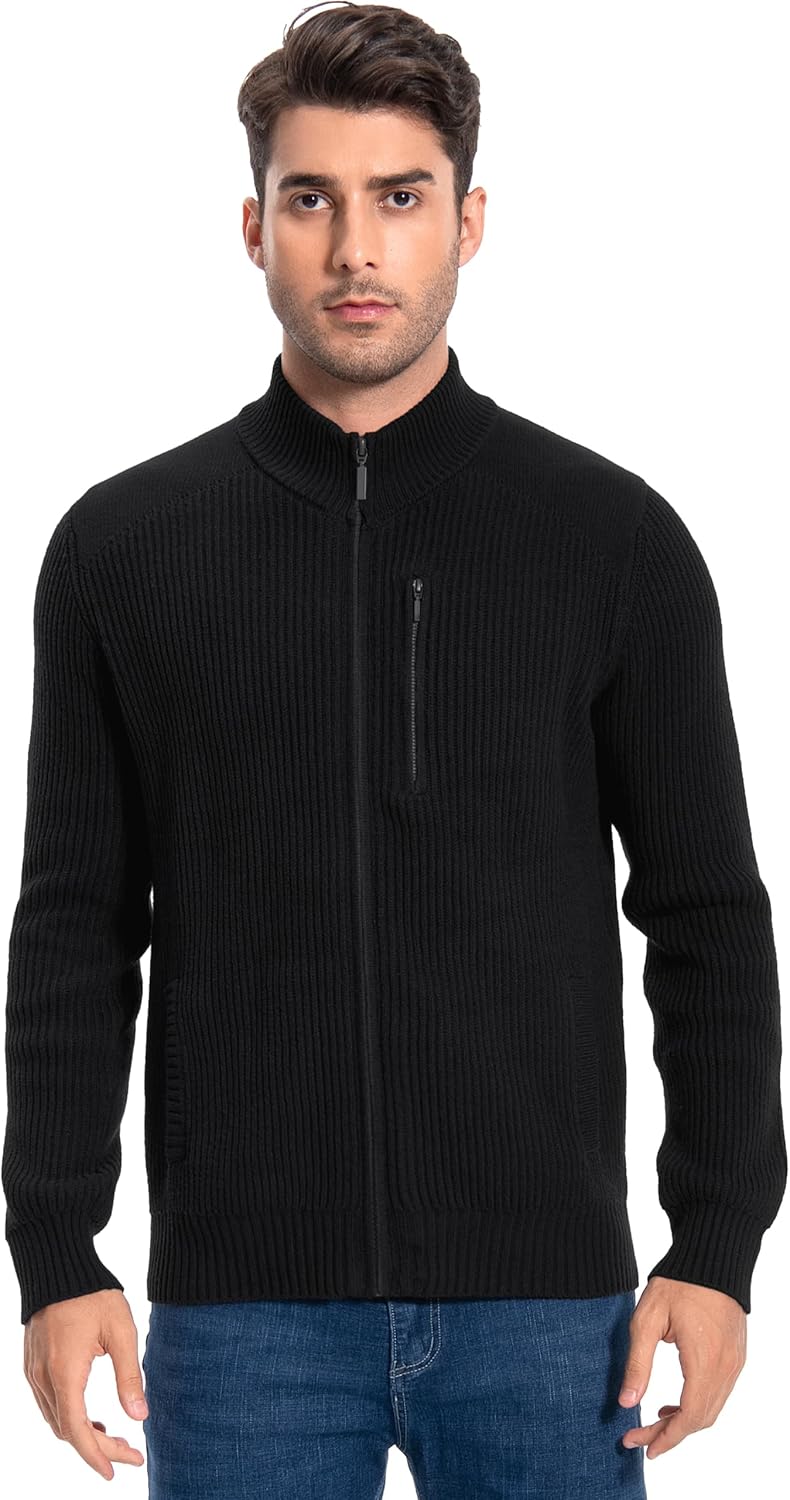 Pioneer Camp Herren Strickjacke Cardigan mit Reissverschluss Solid Warm Casual Stehkragen Strickjack
