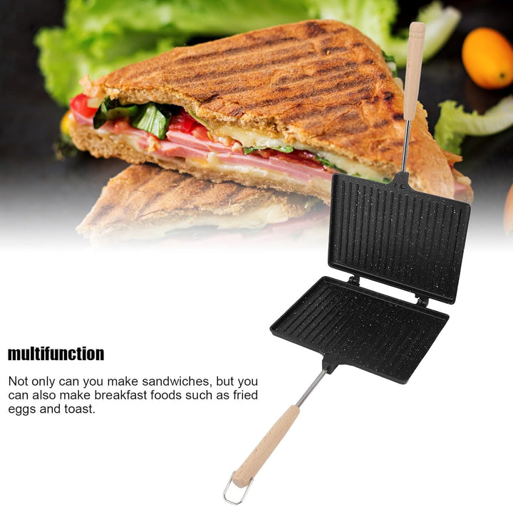Panini Press Sandwich Maker, Doppelseitiger Gas-Sandwichtoaster mit Antihaftbeschichtung, Aluminium-