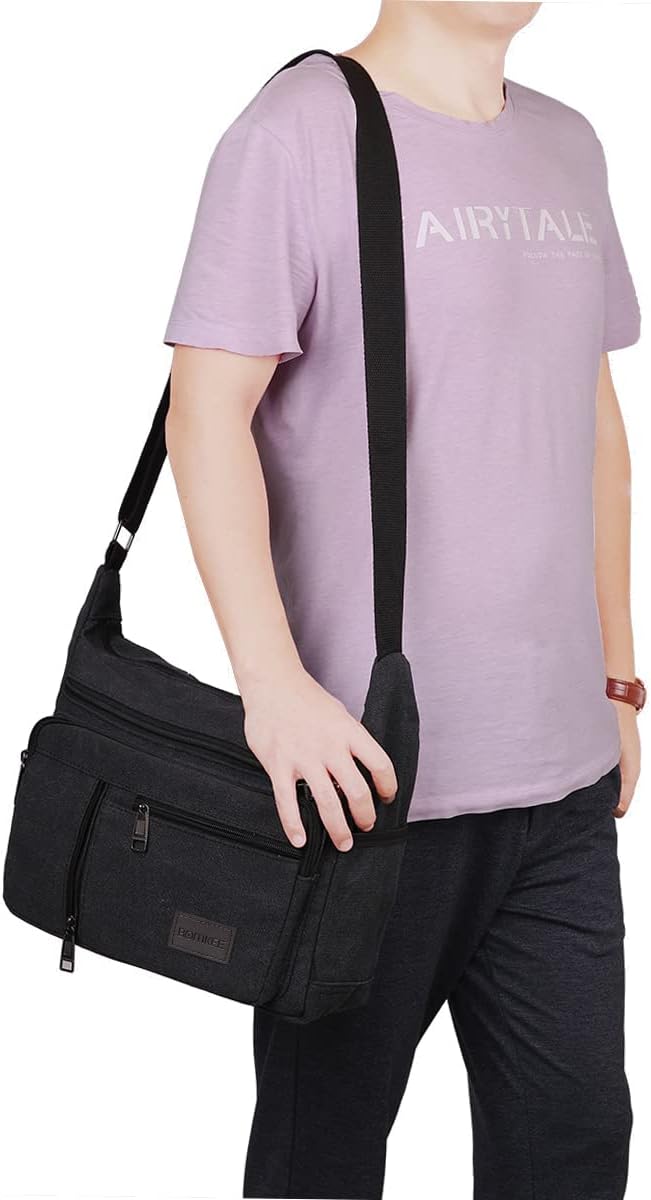 Wasserdicht Canvas Crossbody Tasche Umhängetasche Satchel Schulter Sling Arbeitstasche Bookbag für M