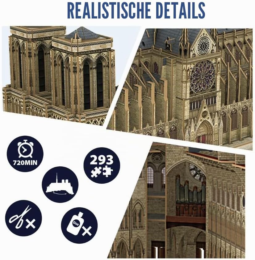 Modellbau Erwachsene - Kathedrale Notre Dame XL | Bausatz Erwachsene | Modelbau 293 Teile | Bausätze