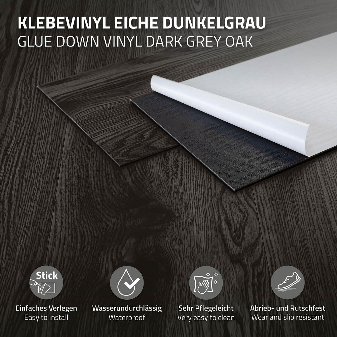 ML-Design Deluxe PVC Bodenbelag, Selbstklebende Vinyl-Dielen, Vinylboden, 91,5 cm x 15,3 cm x 2 mm,