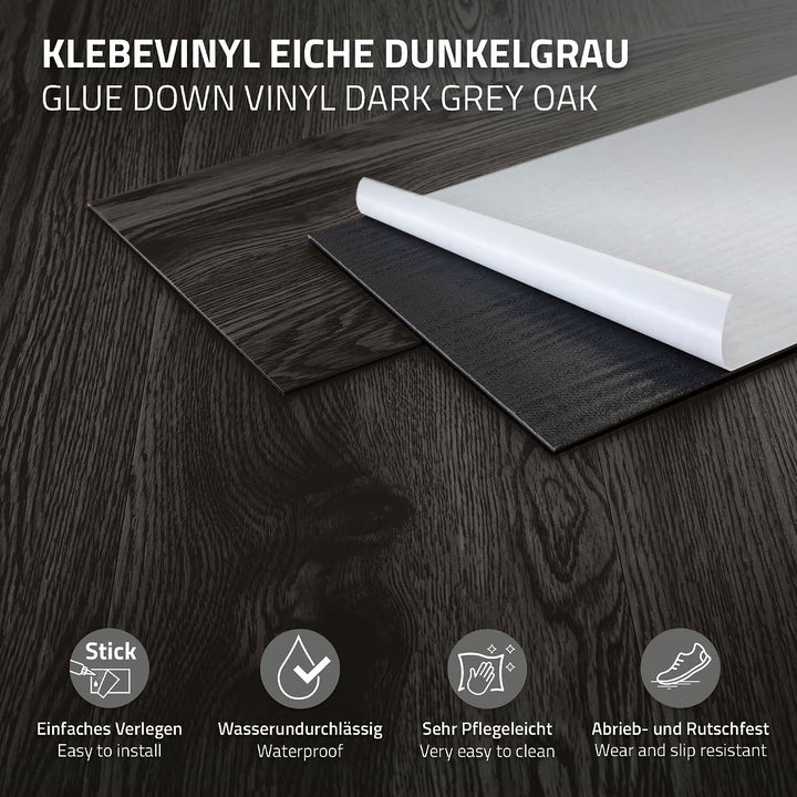 ML-Design Deluxe PVC Bodenbelag, Selbstklebende Vinyl-Dielen, Vinylboden, 91,5 cm x 15,3 cm x 2 mm,