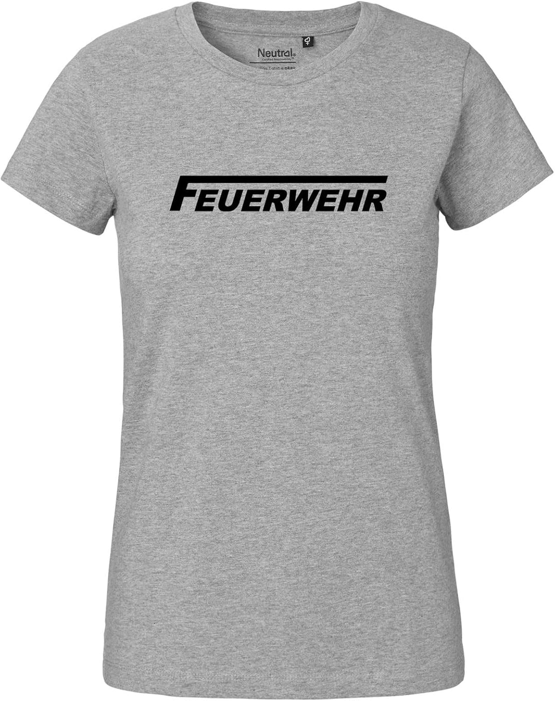 Huuraa Damen T-Shirt Feuerwehr langes F Bio Baumwolle Fairtrade Oberteil Grösse XL Sport Grey mit Mo