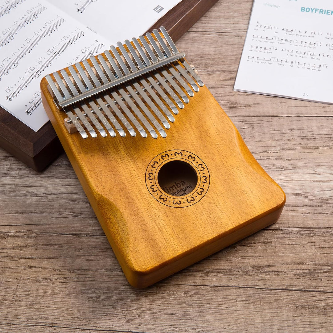 Kalimba Daumenklavier 17 Tasten, Fingerpiano Mbira Tragbare Musikinstrumente für Erwachsene Anfänger